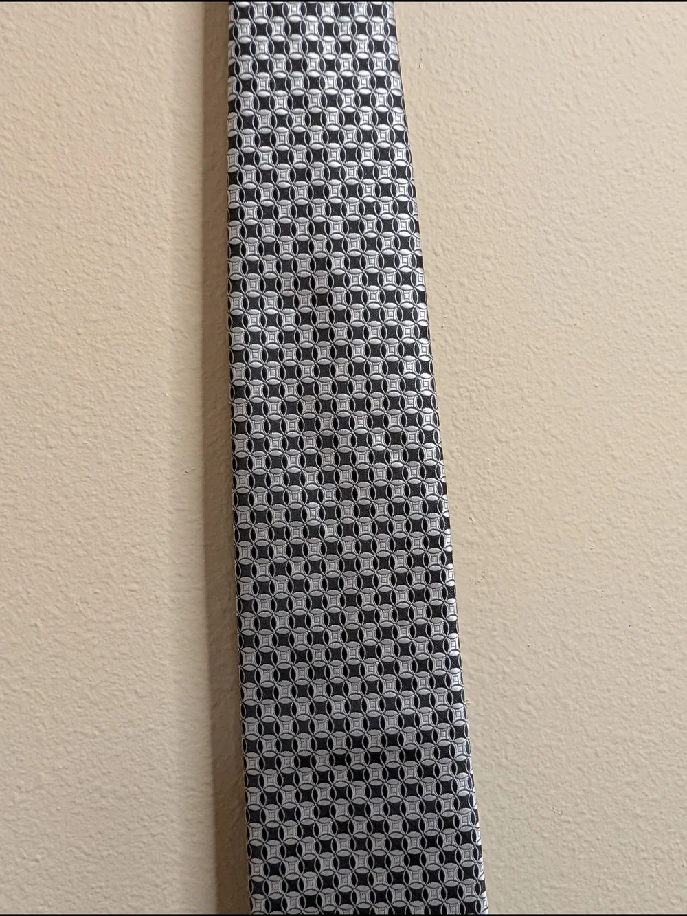 Giorgio Brutini Collezione Necktie Black Silver Geometric Jacquard Woven Dress T